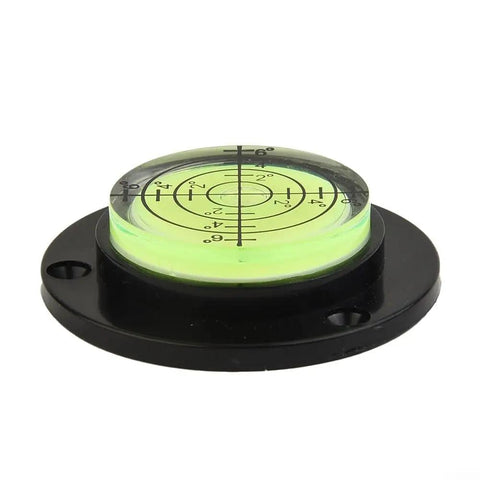 50mm x 12mm Round for spirit Level bubble on a black base with grid markings for accurate leveling and alignment.