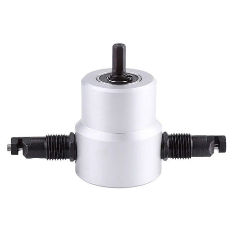 Dope Double Head Metal Nibbler Cutter With Nonslip Handle Fits Electric Drill for precise cuts on thin sheet metal.
