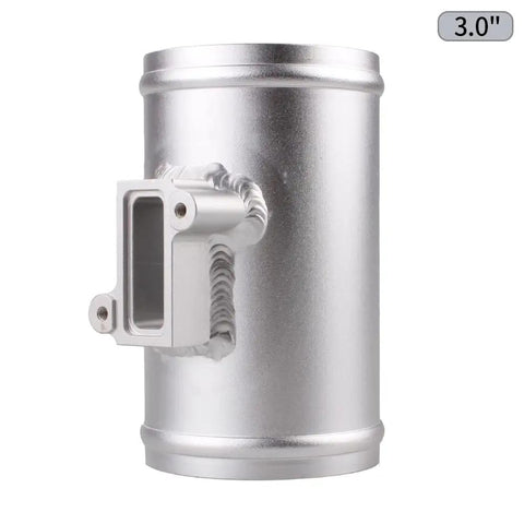 Aluminum MAF Sensor Mount And Air Flow Meter Base Adapter for Nissan Honda Civic Ford, 3 inch intake, side view.