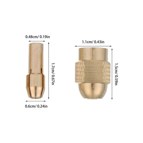 Get This 11-piece Mini Drill Chuck Collet Set With Copper Nut For All Your Rotary Tools. Gold finish collet nuts for precision work.