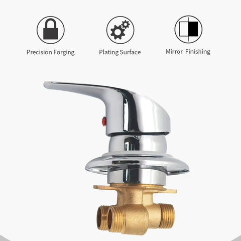 Slick Brass Shower Valve One Way Diverter Tap With G1/2 Cold Hot Water Mixer For Bathroom showing chrome finish and brass body.