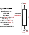Specifications for Black Wrought Iron Railing Balusters 30 Pack Boasting Rock Solid Anti Rust Finish showing size and material info.
