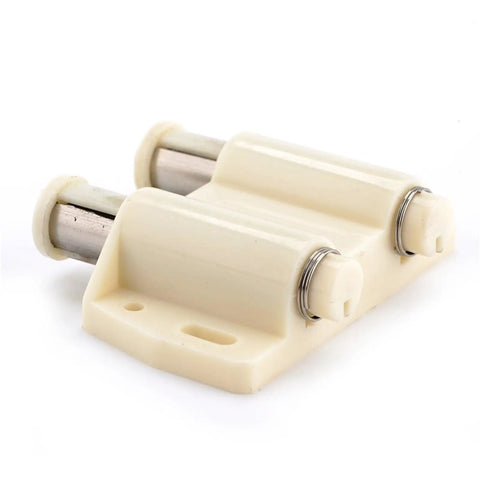 Push Latch Set For Cabinets And Furniture, Magnetic Soft Close Drawer And Cupboard Catch, detailed side view of plastic component