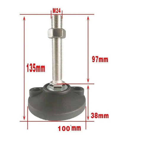 Hella Sturdy Carbon Steel Adjustable Leveling Feet 12 Pack Support Legs With Quick Threaded Screw Design close-up view with measurements