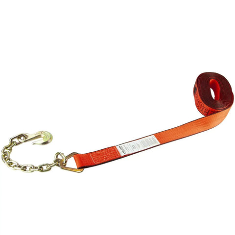 Ratchet Straps With Chain Anchors, 2 Inch Wide By 27 Feet Long, ProSeries Set Of 2, 3600 Pound Safe Working Load, Ultra Thick Optic Orange Webbing