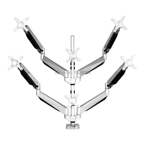 Full Motion Desk Clamp Monitor Arm With Hella Smooth Gas Spring supports two to four displays with adjustable arms and a sleek design.