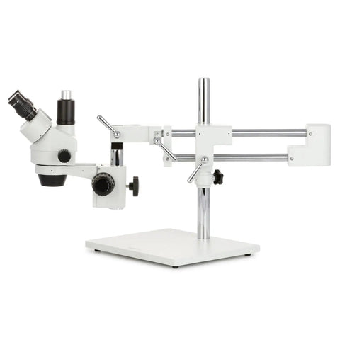 3.5X To 90X Zoom Stereo Microscope On Boom Stand With 144 LED Lighting And 5MP USB Digital Camera, wide boom-arm view