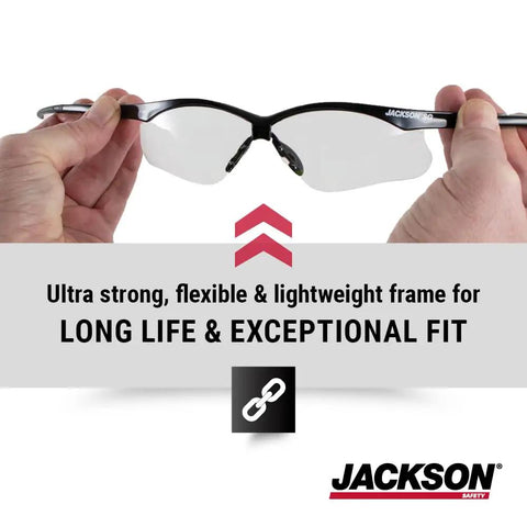 SG Series Safety Glasses for Men and Women, Anti Scratch Lenses in Black Frame, ANSI Z87.1 Eye Protection showcased.