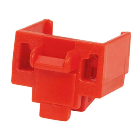 Close-up of red block-out from RJ45 Jack Module Block Out Kit No Fuss With 100 Red Block Outs And 5 Black Removal Tools Durable Polycarbonate Security Cover