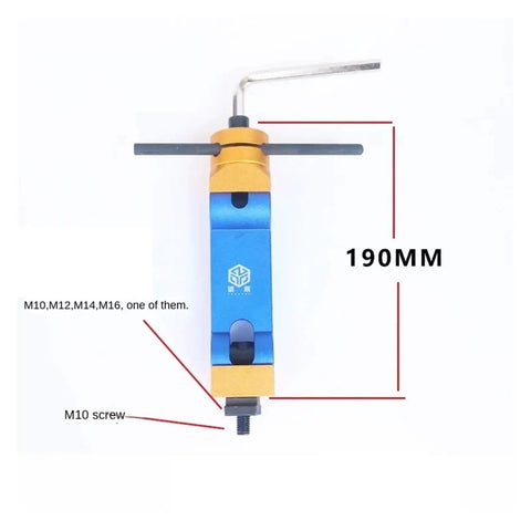 Heavy Duty Universal Adjustable CNC Mill Work Stop Positioner For Lathe And Multi Function Machining Rigs With Crisp Angle Height Tweaks And Rock Solid M16 Lockdown, 190mm size with blue and gold finish.