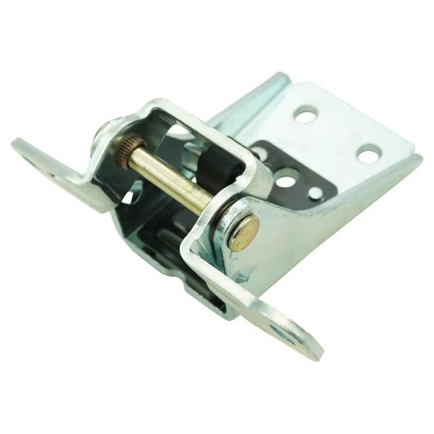 Heavy Duty Rock Solid Door Hinge Assembly Four Piece Replacement Kit For Front Driver And Passenger Upper Lower Sides Super Easy Install Zero Drama Fix close-up of hinged door part with silver steel finish