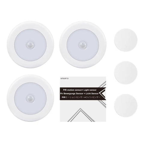 Upgraded 3.15 Inch Wireless Motion Sensor Light Cordless Battery Powered No Wires Needed Stick On LED Night Light Pack Of 3