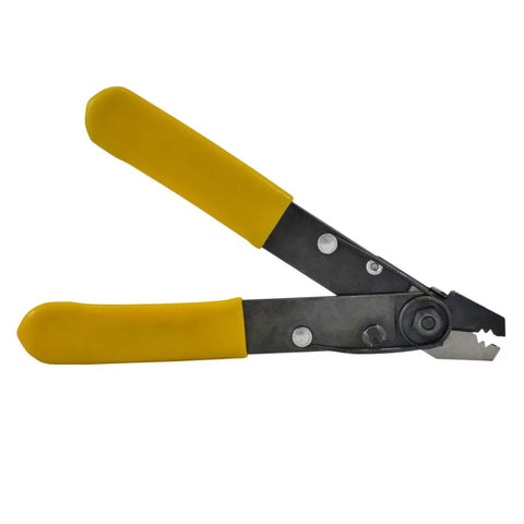 FO 103 D Series Dual Hole Fiber Optic Stripper for Tech Pros and Electricians with V Shaped Opening, yellow handles