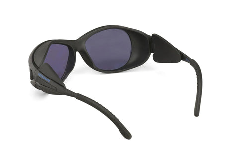 Defender Shade 3 Glassblowing Safety Glasses with Didymium Alternative Polycarbonate Lens shown from side angle