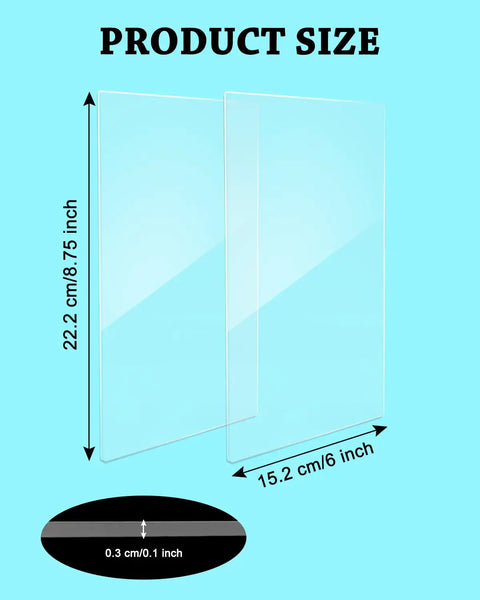 Illustration showing size of 2 Pack Polycarbonate Cutting Pads For Die Cutting Machines Clear Cutting Plates 8.75 by 6 inches