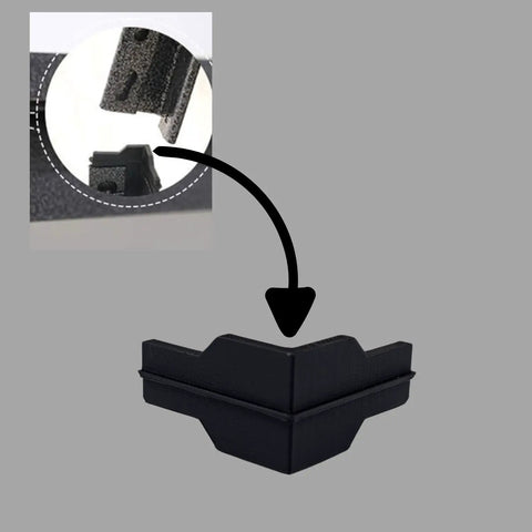 Close-up view of a solid black steel corner brace from the Twelve Pack Heavy Duty Corner Braces For Garage Shelving Systems.