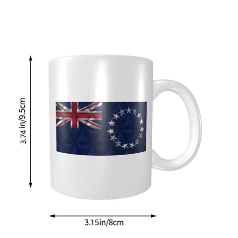 Cook Islands Flag With Polygonal Effects 11 Oz Coffee Mug Double Sided Print With Handle Premium Ceramic Cup Great Gift