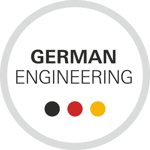 German Engineering logo with red, black, and yellow dots