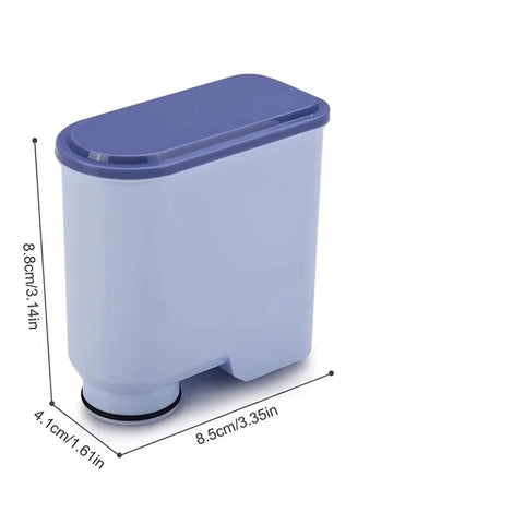 Top Shelf Coffee Machine Water Filter Replacement Cartridge, compact blue filter cartridge measuring 8.8cm for home and shop brewers.