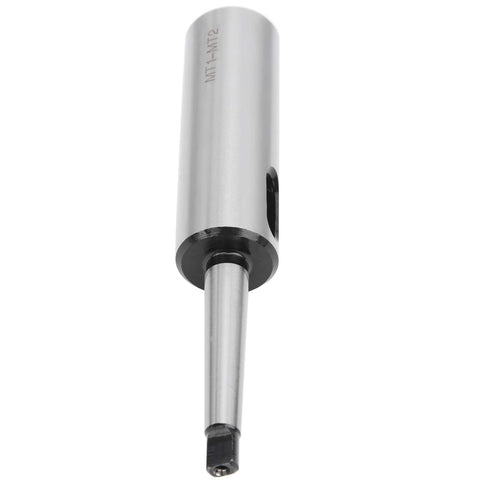 Shop Ready Extra Long MT1 To MT2 Morse Taper Drill Sleeve Reducing Adapter showing hardened steel build for precise alignment.