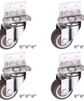 Four Pack 1 Inch Side Mounting Casters With TPE Swivel Plated Wheels L Shaped Mute Wheel For Baby Beds Carts Trolleys