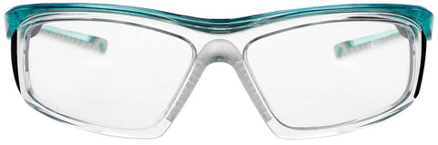 Lead Shielded Safety Glasses With.75mm Pb Eq Lenses And.50mm Pb Eq Side Shields, TR-90 Frame, Silicone Nose Pads, Teal Color Front View