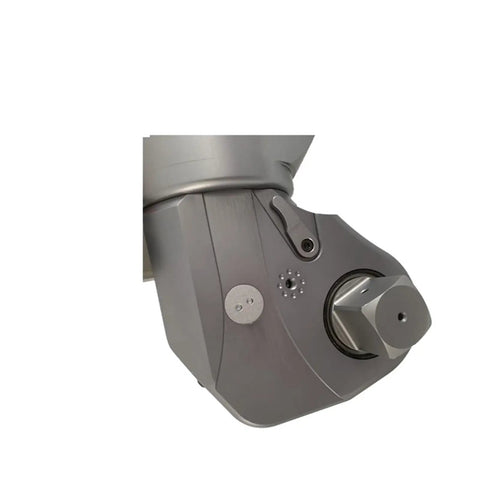 Close-up of No Nonsense Badass Hydraulic Torque Wrench with 1 Inch Square Drive, showcasing hydraulic connection and socket interface.