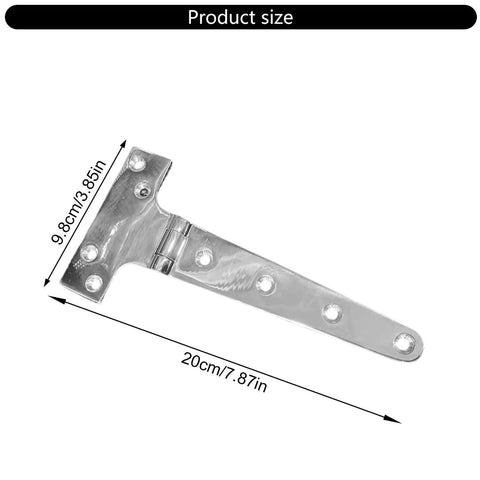316 Stainless Steel T Style Door Hinge With Screws For Smooth Quiet Operation, Beefy Heavy Duty Door Hardware dimensions shown