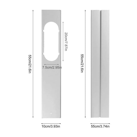 Two Piece Window Plate Assembly For Sliding Windows, Well Insulated Air Barrier, Versatile AC Window Plate Components For Homeowners, Ready For Quick Install, Durable Metal Finish, 55cm panel dimensions