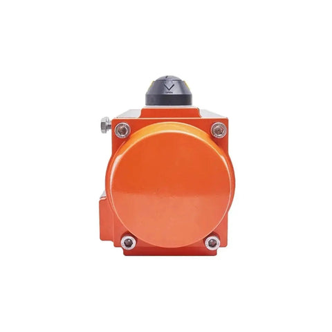 No Sweat At240 Air Pneumatic Actuator For Butterfly And Ball Valves front view in bright orange, designed for reliable industrial valve automation.