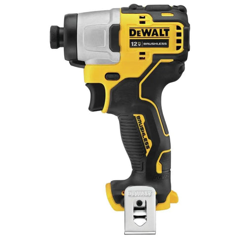 Close-up of Xtreme 12V Max Cordless Impact Driver With 1 Quarter Inch Hex Chuck, Brushless Motor, shorter body.