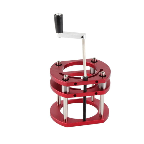 4 Jaw Clamping Router Lift Base Kit With Aluminum Alloy Body And Stainless Steel Support Rod Router Table Lifting System For Precision Woodworking And Small Trimming Machines, red top view