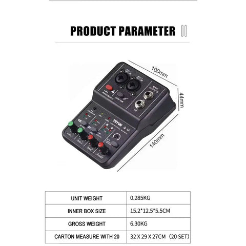 Ultra Low Latency USB Audio Interface For PC With XLR Microphone Input And Three Point Five Millimeter Jack, top view with dimensions
