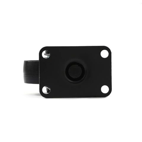Heavy duty swivel caster wheels with black top plate, 3-inch iron wheel, for industrial carts and workbenches, 300 lbs capacity per caster.