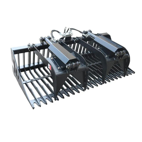 84 Inch Skid Steer Rock Grapple Bucket With Universal Quick Attach Mount Heavy Duty Loader Attachment Dual Independent Grapple Arms
