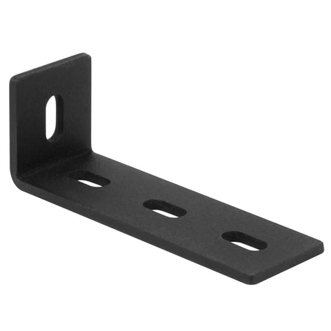 10 Pack Heavy Duty Slotted L Angle Brackets Carbon Steel Corner Brace Hardware Fits One Fourth Inch Fasteners Sandblasted Black Finish detailed view of a slotted angle bracket
