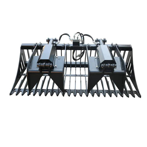 84 Inch Skid Steer Rock Grapple Bucket With Universal Quick Attach Mount Heavy Duty Loader Attachment Dual Independent Grapple Arms