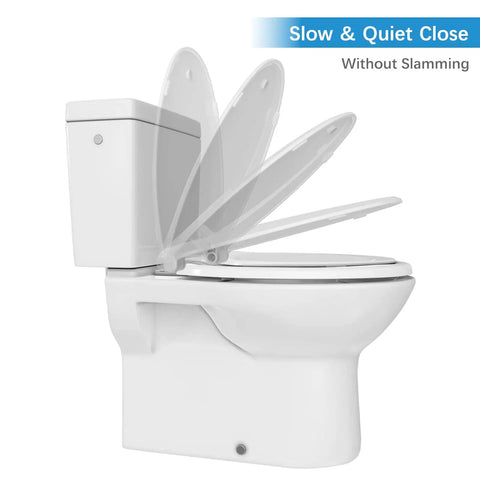 Smooth Closing Elongated Toilet Seat Featuring Built In Toddler Potty Training Insert And Reliable Slow Drop Lid for easy, quiet closing.