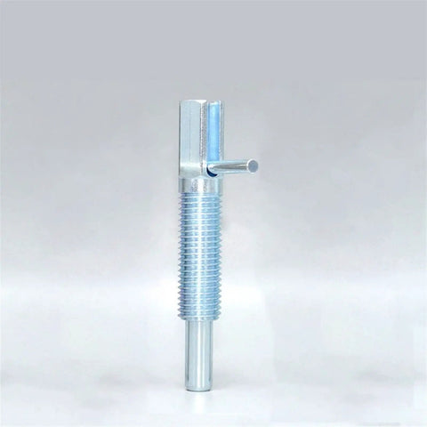 Screw In Indexing Plunger Bolt With Slick Threads And Knockout Grip For Precision Positioning And Heavy Duty Assembly Zero Play Easy Install M16X2 Metric Thread Single Piece Hardware in silver finish.