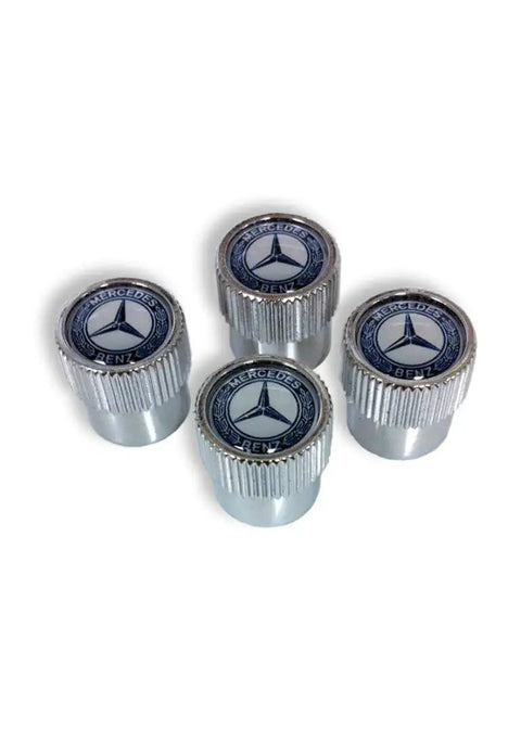 Mercedes Benz Genuine Q 6 40 8131 Valve Stem Caps Blue Laurel Wreath Dope Look, metal construction, weatherproof.
