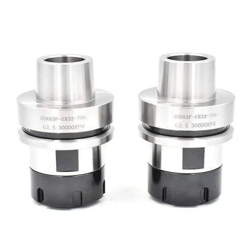 Top Shelf HSK63F ER40 Collet Chuck High Precision Balanced CNC Woodworking Tool Holder on display, showcasing steel build.