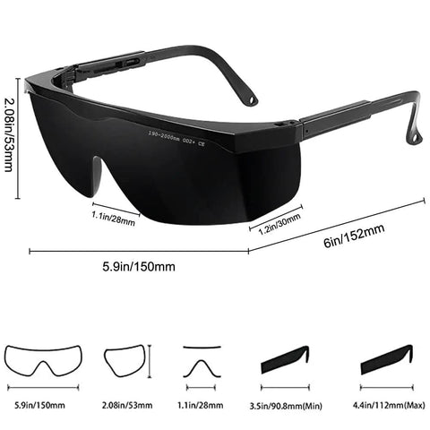 IPL Laser Safety Glasses With Broad Spectrum Eye Protection Shield Your Eyes During Red Light Therapy And Hair Removal, black goggles.
