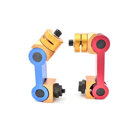 Universal Adjustable Work Stop Positioner For Cnc Mill And Lathe Machines, built tough precision locator fixture in blue and red.