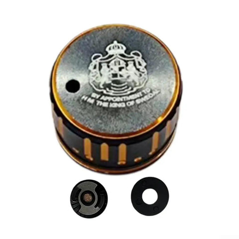 Aluminum Alloy Spool Mechanical Brake Knob With Internal Sound Kit For 3 Three Point Five 4 P5 Baitcasting Reels Replacement Parts Complete Set Includes Gear And All Essential Components For Smooth Casting Quiet Retrieval And Reliable Dope Performance, top view showing detailed design and components included.