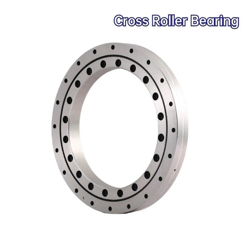 Xsu080168 Cross Roller Bearing 130By205By25 Millimeter Precision Rotary Turntable for CNC Tools, showing silver metal structure and holes.