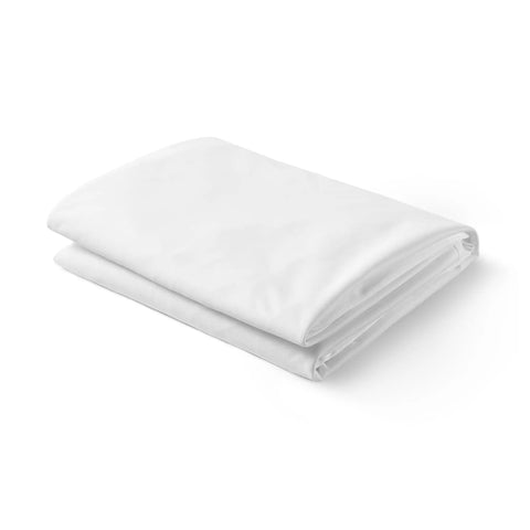 Queen Size Waterproof Mattress Protector With Full Bed Bug Proof Shield Snug Elastic Bands Secure Fit Keeps The Bed Drip Free All Night Long For Hassle Free Rest In Crisp White, neatly folded.