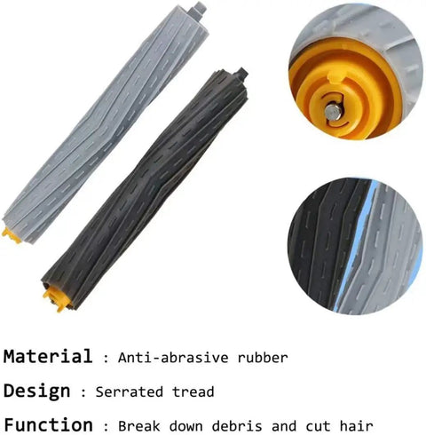 Replacement Parts Kit For Roomba 800 900 Series Vacuum Cleaners With 2 Debris Extractors showcasing serrated tread design