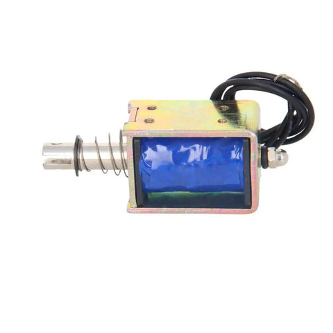 12V DC Push Pull Solenoid Electromagnet Open Frame With 10mm Stroke For Linear Motion, framed metal coil with spring and wire