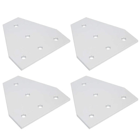 Four five-hole T-shape aluminum joining plates for flexible frame building, no fuss durable aluminum alloy brackets with adjustable positioning.