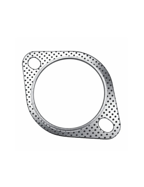 Exhaust gasket, front view: metal 3-inch two-bolt flange for muffler/manifold, high-temperature